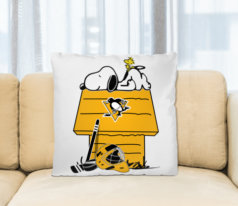Pittsburgh Penguins NHL Hockey Snoopy Woodstock The Peanuts Movie Pillow Square Pillow