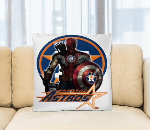 MLB Captain America Thor Spider Man Hawkeye Avengers Endgame Baseball Houston Astros Square Pillow