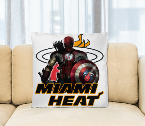 Miami Heat NBA Basketball Captain America Thor Spider Man Hawkeye Avengers Square Pillow