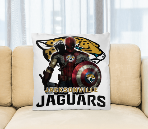 NFL Captain America Thor Spider Man Hawkeye Avengers Endgame Football Jacksonville Jaguars Square Pillow