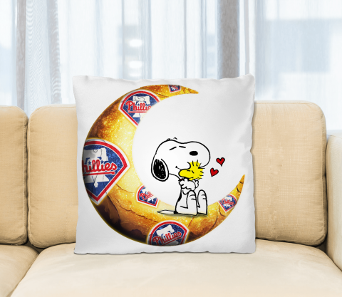 MLB Baseball Philadelphia Phillies I Love Snoopy To The Moon And Back Pillow Square Pillow