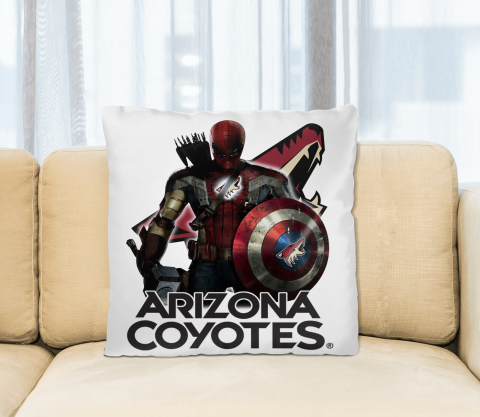 NHL Captain America Thor Spider Man Hawkeye Avengers Endgame Hockey Arizona Coyotes Square Pillow