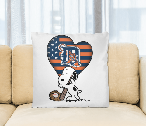 Detroit Tigers MLB Baseball The Peanuts Movie Adorable Snoopy Pillow Square Pillow