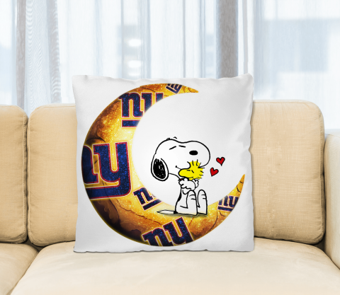 NFL Football New York Giants I Love Snoopy To The Moon And Back Pillow Square Pillow
