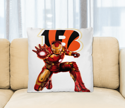 NFL Iron Man Marvel Comics Sports Football Cincinnati Bengals Square Pillow