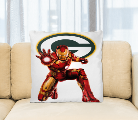 NFL Iron Man Marvel Comics Sports Football Green Bay Packers Square Pillow