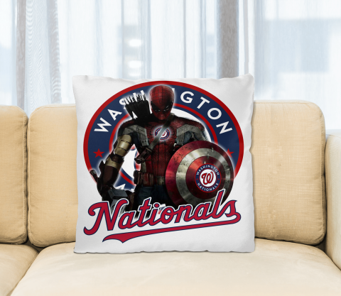 MLB Captain America Thor Spider Man Hawkeye Avengers Endgame Baseball Washington Nationals Square Pillow