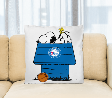 Philadelphia 76ers NBA Basketball Snoopy Woodstock The Peanuts Movie Pillow Square Pillow