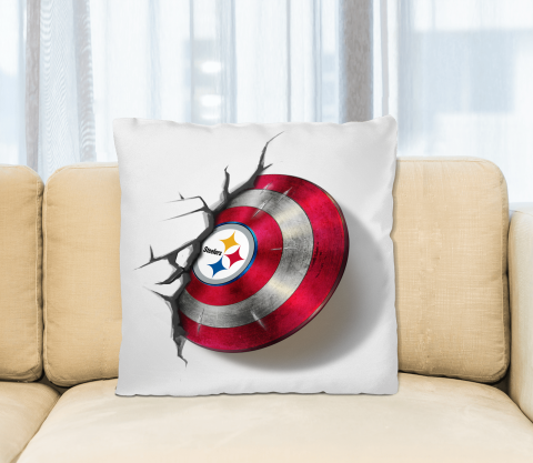 Pittsburgh Steelers NFL Football Captain America's Shield Marvel Avengers Square Pillow