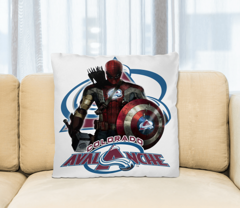 NHL Captain America Thor Spider Man Hawkeye Avengers Endgame Hockey Colorado Avalanche Square Pillow