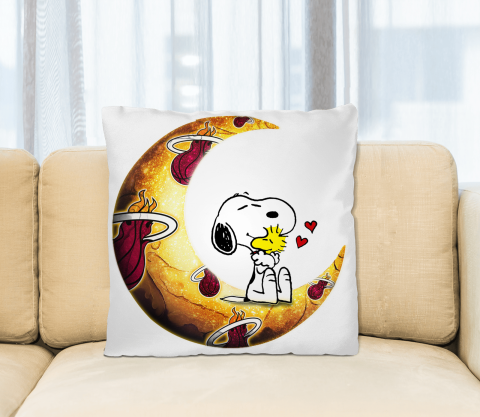 NBA Basketball Miami Heat I Love Snoopy To The Moon And Back Pillow Square Pillow