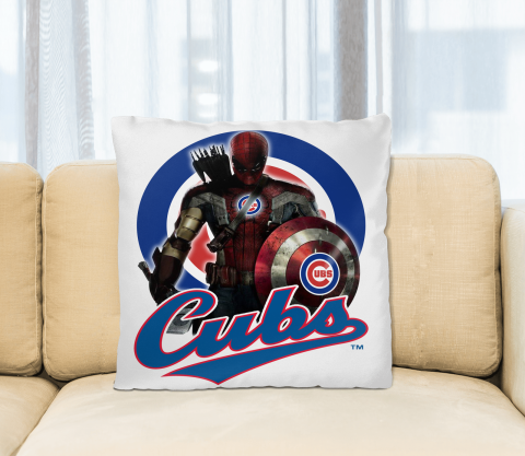 MLB Captain America Thor Spider Man Hawkeye Avengers Endgame Baseball Chicago Cubs Square Pillow