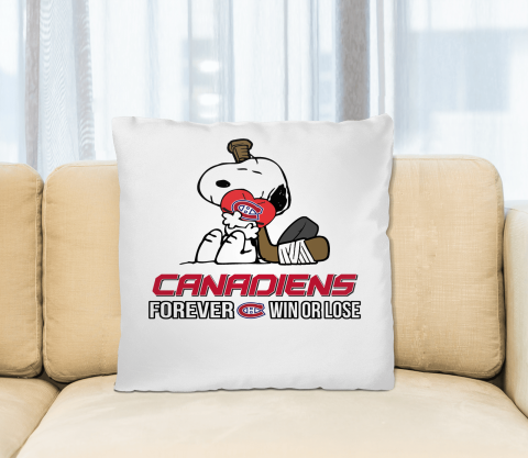 NHL The Peanuts Movie Snoopy Forever Win Or Lose Hockey Montreal Canadiens Pillow Square Pillow