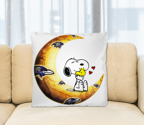 NFL Football Baltimore Ravens I Love Snoopy To The Moon And Back Pillow Square Pillow