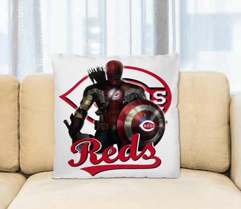 MLB Captain America Thor Spider Man Hawkeye Avengers Endgame Baseball Cincinnati Reds Square Pillow