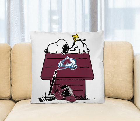 Colorado Avalanche NHL Hockey Snoopy Woodstock The Peanuts Movie Pillow Square Pillow