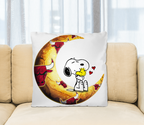NBA Basketball Chicago Bulls I Love Snoopy To The Moon And Back Pillow Square Pillow