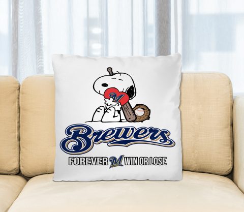 MLB The Peanuts Movie Snoopy Forever Win Or Lose Baseball Milwaukee Brewers Pillow Square Pillow