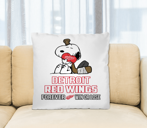 NHL The Peanuts Movie Snoopy Forever Win Or Lose Hockey Detroit Red Wings Pillow Square Pillow