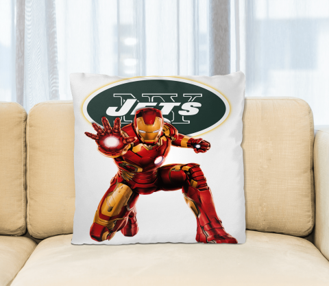 NFL Iron Man Marvel Comics Sports Football New York Jets Square Pillow