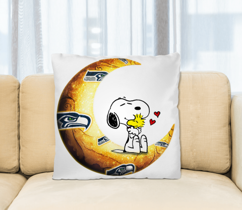 NFL Football Seattle Seahawks I Love Snoopy To The Moon And Back Pillow Square Pillow