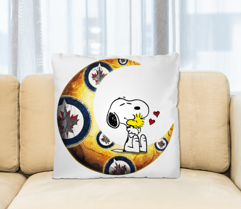 NHL Hockey Winnipeg Jets I Love Snoopy To The Moon And Back Pillow Square Pillow