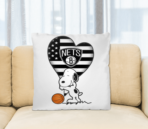 Brooklyn Nets NBA Basketball The Peanuts Movie Adorable Snoopy Pillow Square Pillow