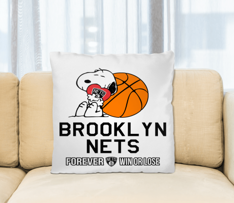 NBA The Peanuts Movie Snoopy Forever Win Or Lose Basketball Brooklyn Nets Pillow Square Pillow