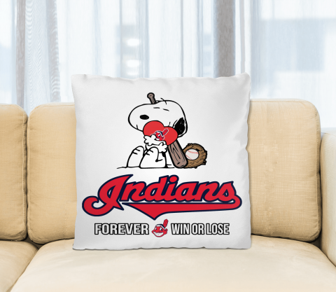 MLB The Peanuts Movie Snoopy Forever Win Or Lose Baseball Cleveland Indians Pillow Square Pillow