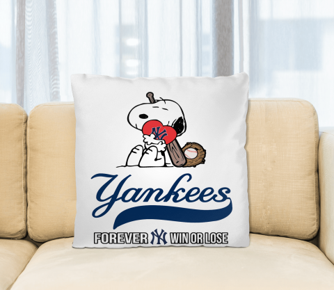 MLB The Peanuts Movie Snoopy Forever Win Or Lose Baseball New York Yankees Pillow Square Pillow