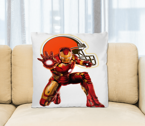 NFL Iron Man Marvel Comics Sports Football Cleveland Browns Square Pillow
