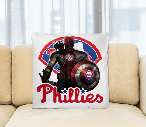MLB Captain America Thor Spider Man Hawkeye Avengers Endgame Baseball Philadelphia Phillies Square Pillow