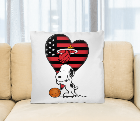 Miami Heat NBA Basketball The Peanuts Movie Adorable Snoopy Pillow Square Pillow