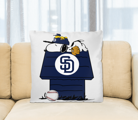 MLB San Diego Padres Snoopy Woodstock The Peanuts Movie Baseball Pillow Square Pillow