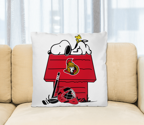 Ottawa Senators NHL Hockey Snoopy Woodstock The Peanuts Movie Pillow Square Pillow