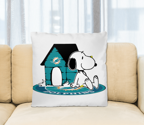 NFL Football Miami Dolphins Snoopy The Peanuts Movie Pillow Square Pillow
