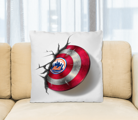 New York Mets MLB Baseball Captain America's Shield Marvel Avengers Square Pillow