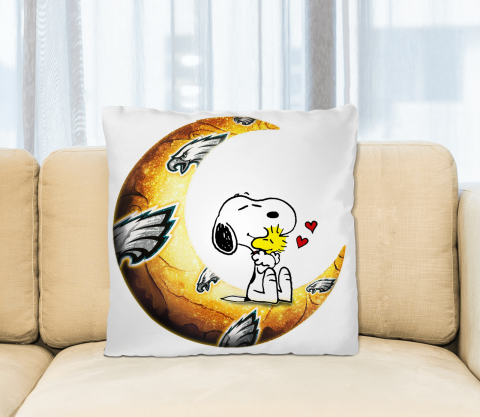 NFL Football Philadelphia Eagles I Love Snoopy To The Moon And Back Pillow Square Pillow