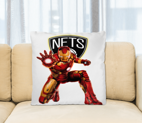 NBA Iron Man Marvel Comics Sports Basketball Brooklyn Nets Square Pillow