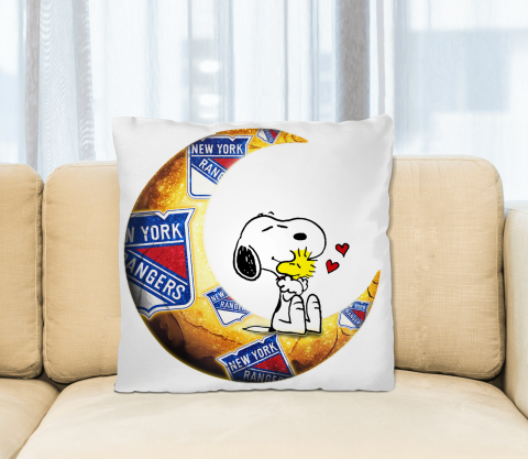 NHL Hockey New York Rangers I Love Snoopy To The Moon And Back Pillow Square Pillow