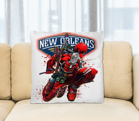 NBA Deadpool Marvel Comics Sports Basketball New Orleans Pelicans Square Pillow