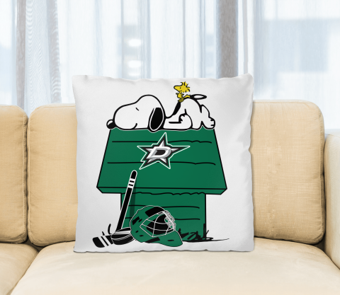 Dallas Stars NHL Hockey Snoopy Woodstock The Peanuts Movie Pillow Square Pillow
