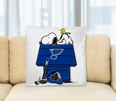 St.Louis Blues NHL Hockey Snoopy Woodstock The Peanuts Movie Pillow Square Pillow