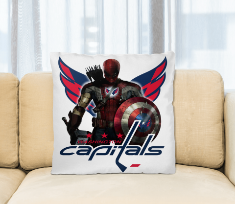 NHL Captain America Thor Spider Man Hawkeye Avengers Endgame Hockey Washington Capitals Square Pillow