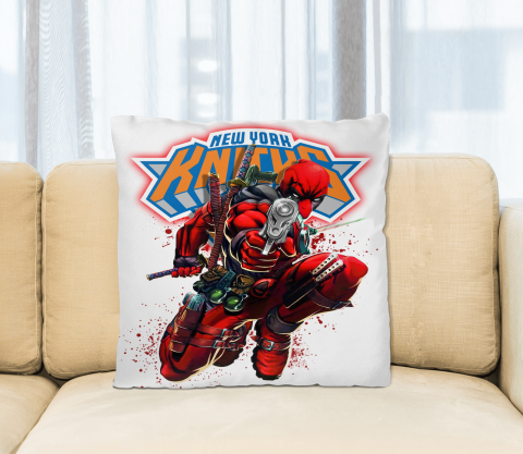 NBA Deadpool Marvel Comics Sports Basketball New York Knicks Square Pillow