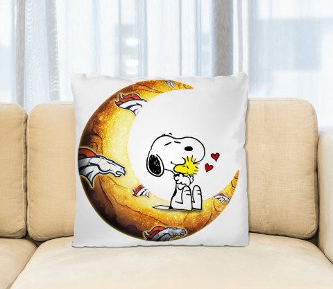 NFL Football Denver Broncos I Love Snoopy To The Moon And Back Pillow Square Pillow