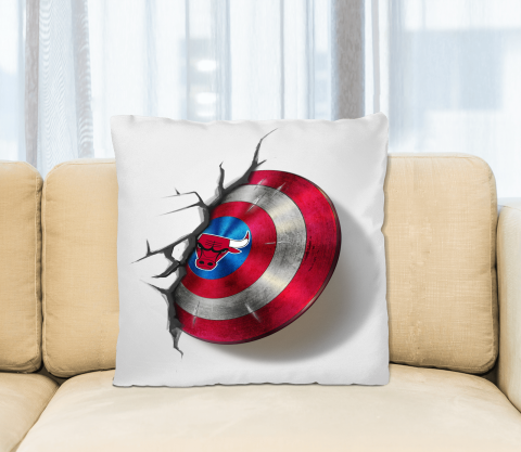 Chicago Bulls NBA Basketball Captain America's Shield Marvel Avengers Square Pillow