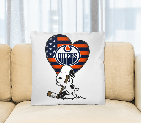 Edmonton Oilers NHL Hockey The Peanuts Movie Adorable Snoopy Pillow Square Pillow