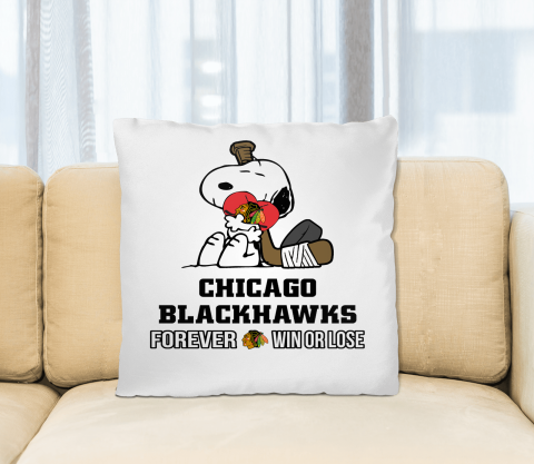 NHL The Peanuts Movie Snoopy Forever Win Or Lose Hockey Chicago Blackhawks Pillow Square Pillow
