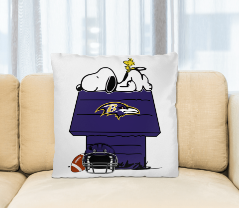 Baltimore Ravens NFL Football Snoopy Woodstock The Peanuts Movie Pillow Square Pillow